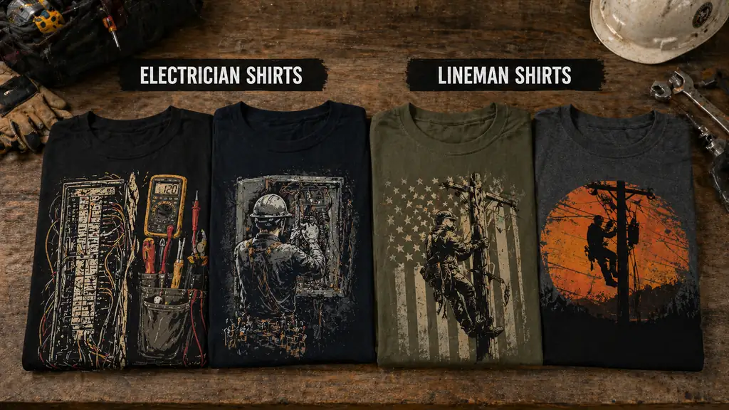 electrician shirts and lineman shirts compared for shopping