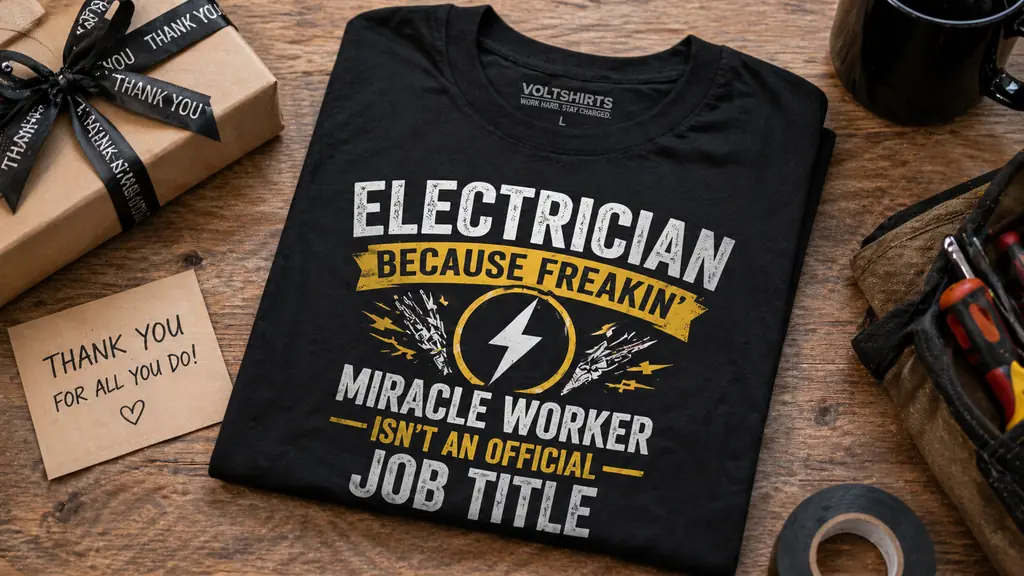 electrician gift shirt displayed as practical wearable gift