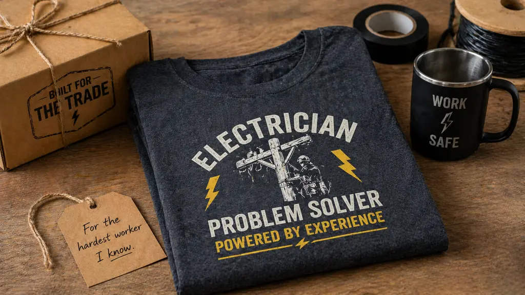 electrician gift shirt shown as safe choice for uncertain gift buyers
