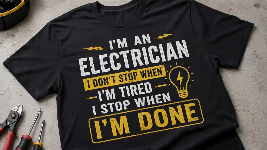 funny electrician shirt design inspired by trade jokes