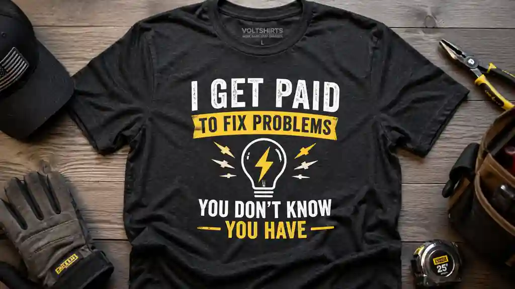 funny electrician gift shirt with clear trade humor design