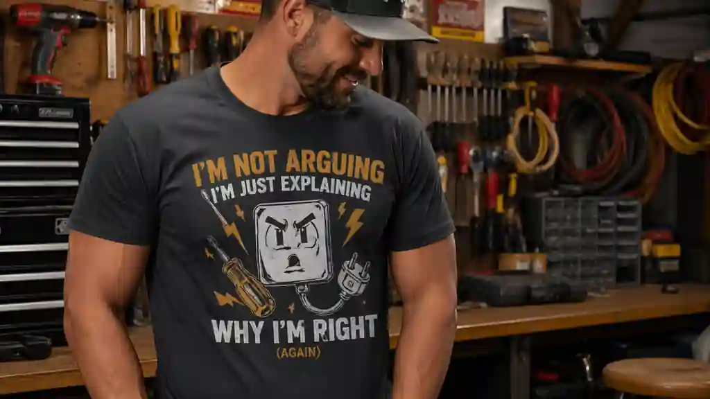 funny electrician shirt with trade humor style