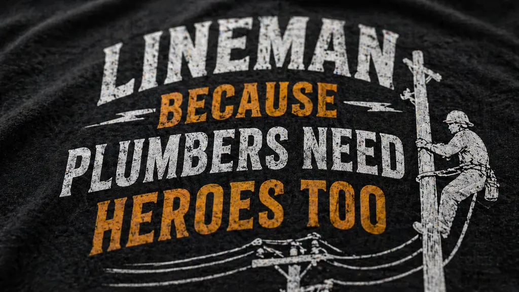 close up of funny lineman shirt print with clear bold text