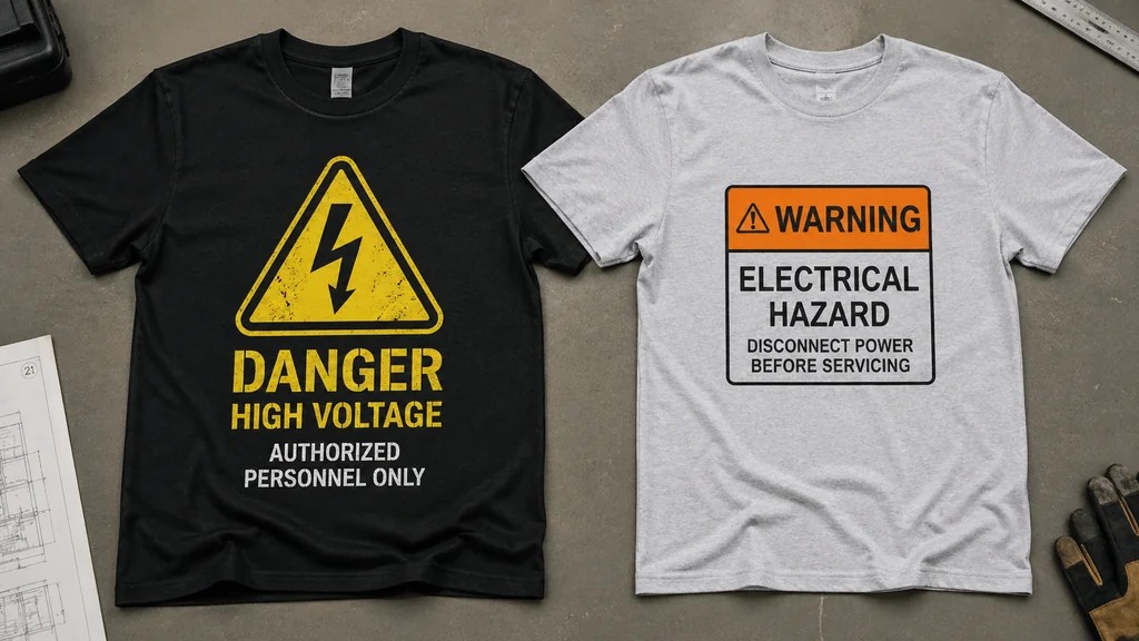 high voltage and low voltage warning visuals compared side by side