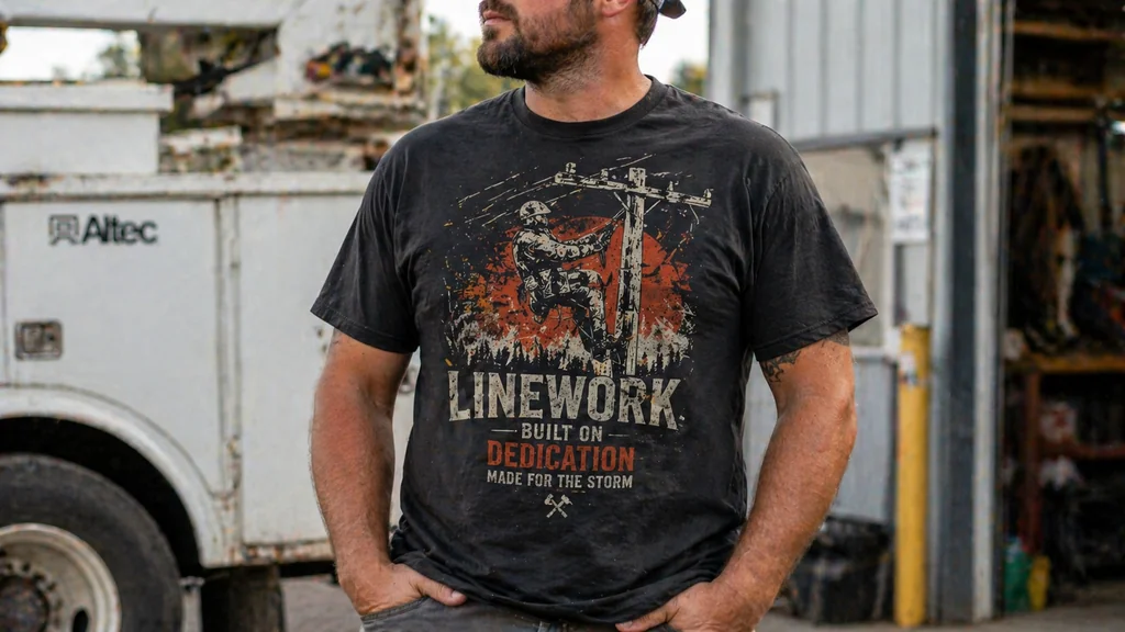 lineman shirt design with lineworker identity details