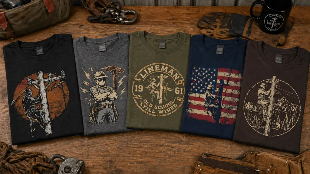 different lineman shirt styles compared side by side