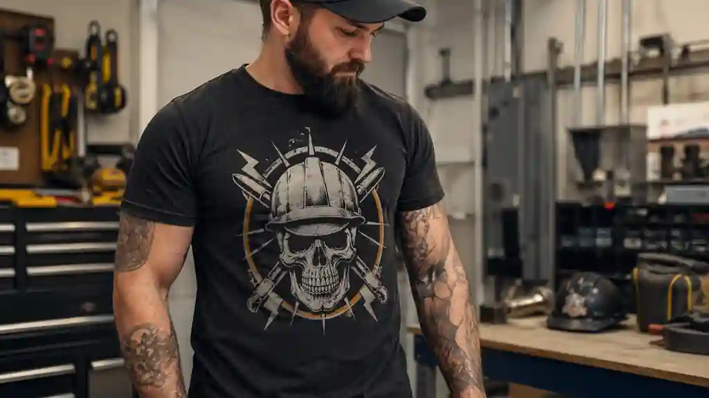 serious electrician shirt with trade pride design style