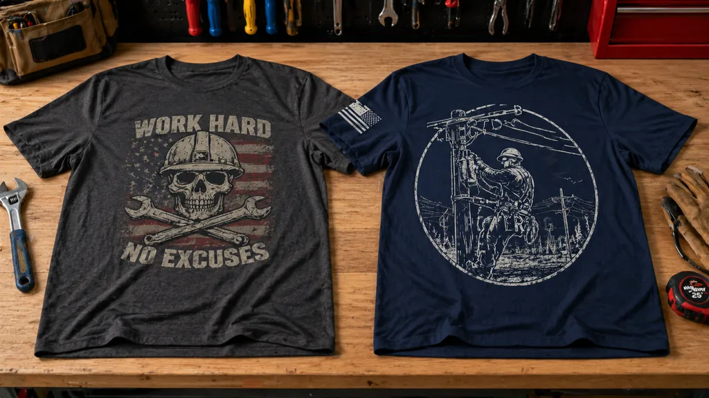 trade culture apparel compared with generic work shirt on workbench