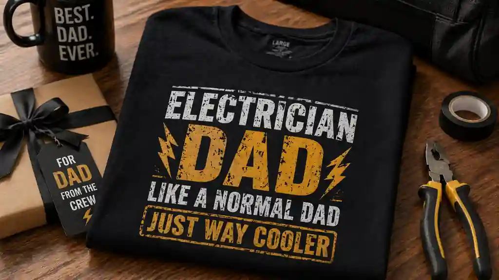 electrician dad shirt shown as practical family gift idea