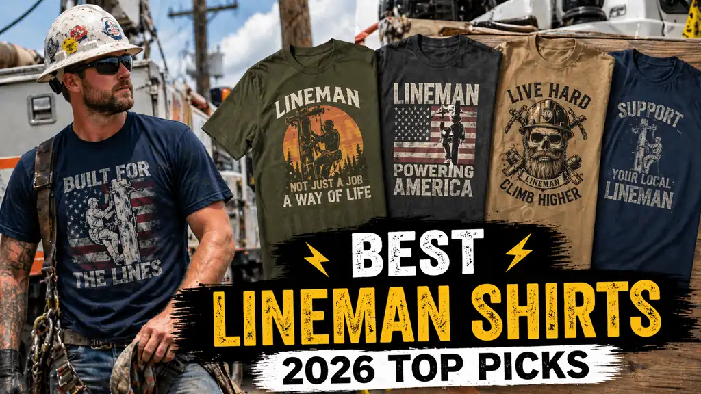 lineman wearing durable work shirt on jobsite