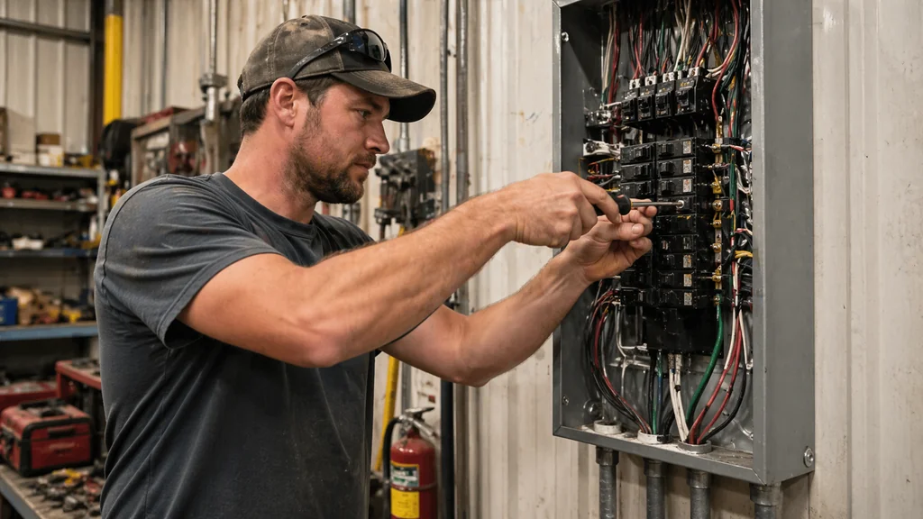 electrician wearing simple shirt during everyday work