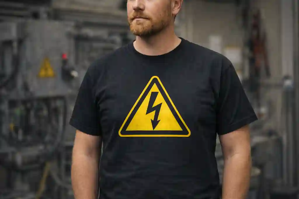 male electrician wearing well fitted work shirt showing proper fit