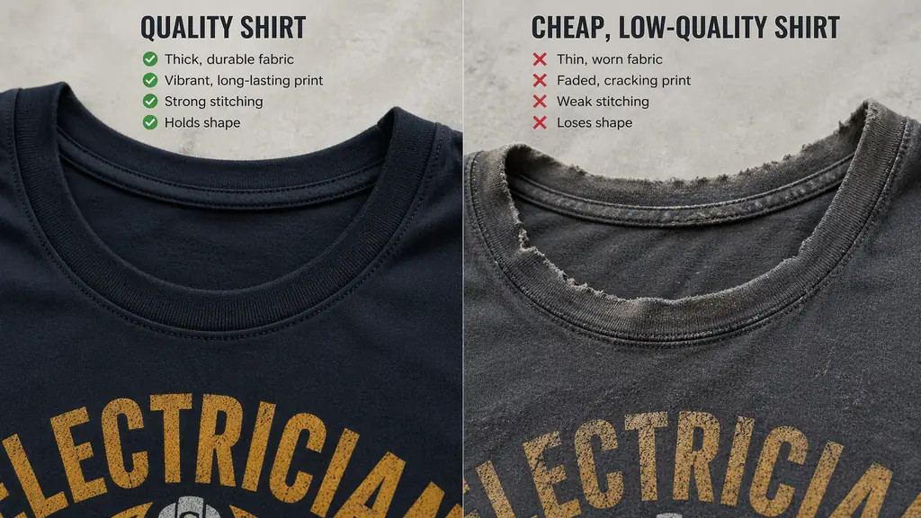 comparison between durable shirt fabric and low quality worn fabric