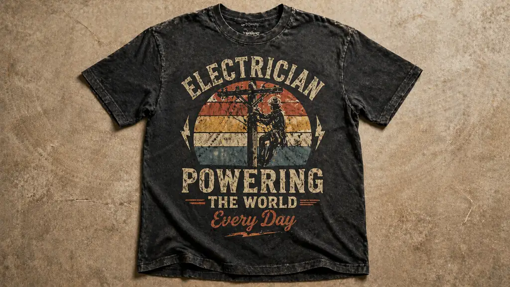 vintage style electrician shirt with retro graphic design