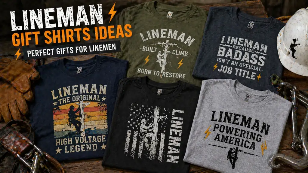different lineman shirt gift ideas displayed together